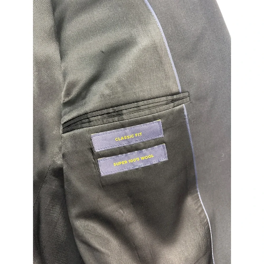 Stafford 50L 44x32 Black 3pc Pant Suit Wool All Season Flat Front Classic Fit